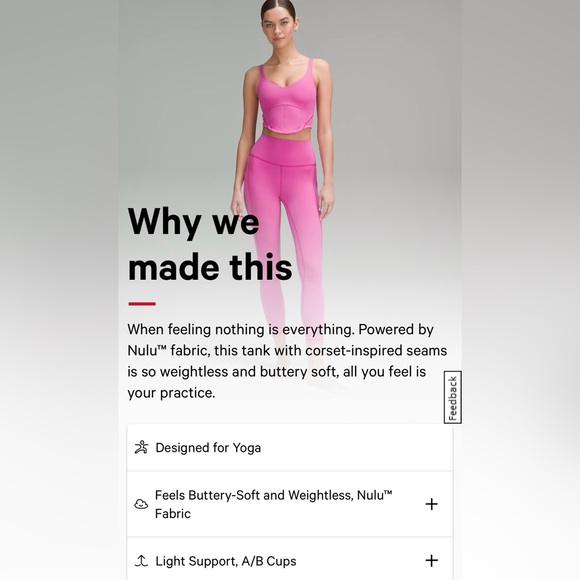 Lululemon NEW Align Corset Tank Top Light Support A/B cup Maroon Pink Size 2 - Picture 5 of 6